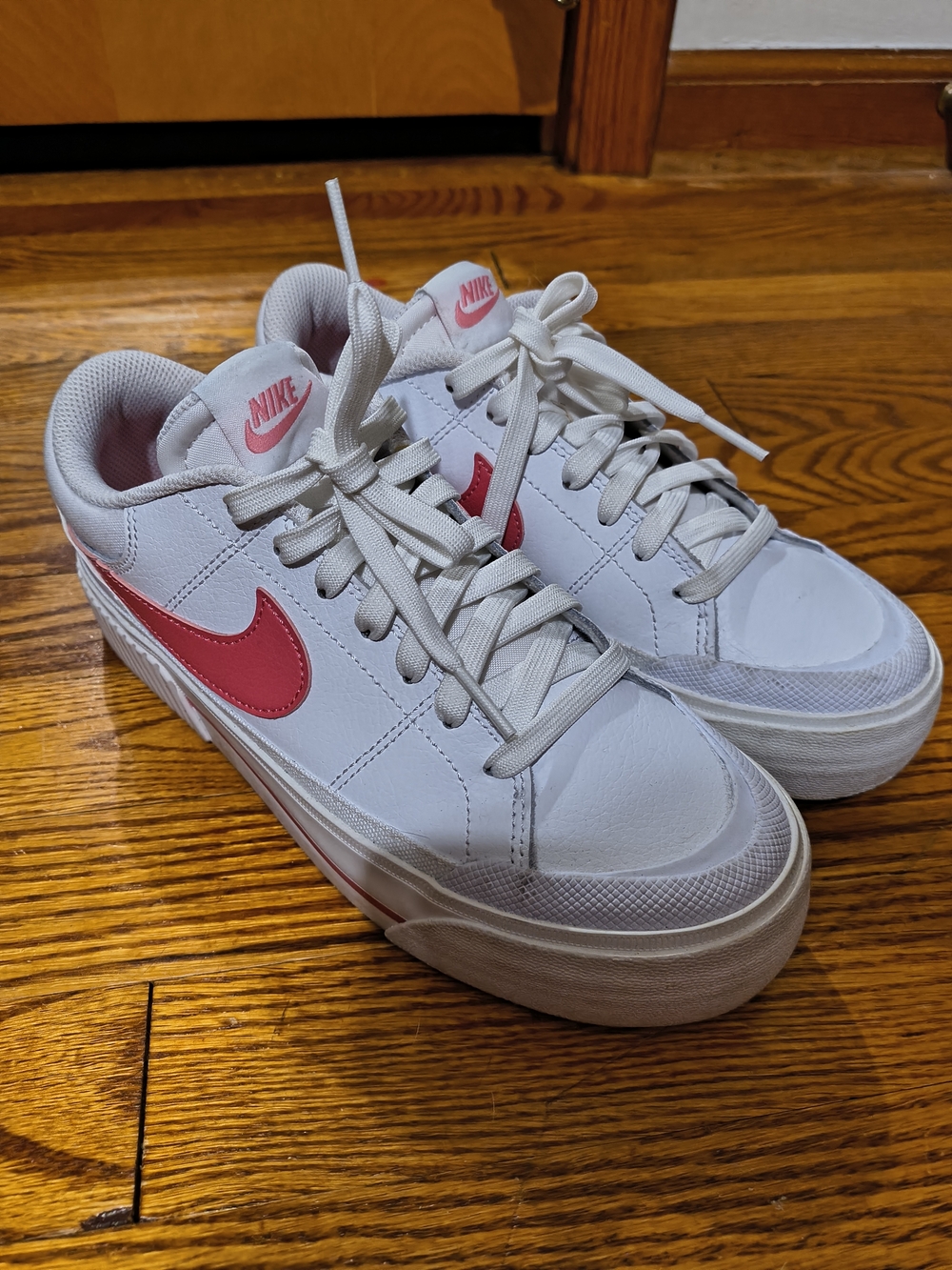 Nike Pink & White Court Legacy Lift Sneakers